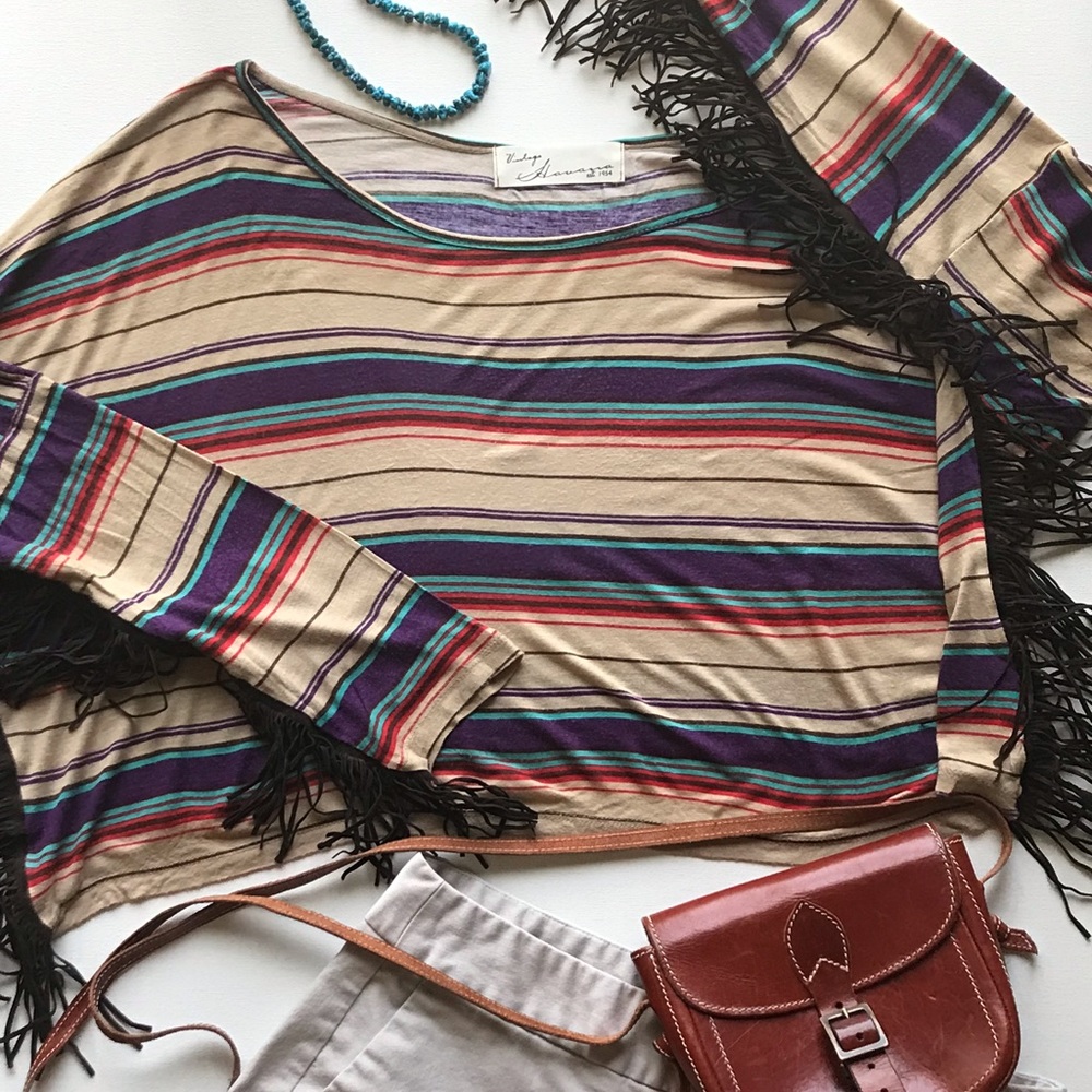 VINTAGE HAVANA Cropped Fringe Top